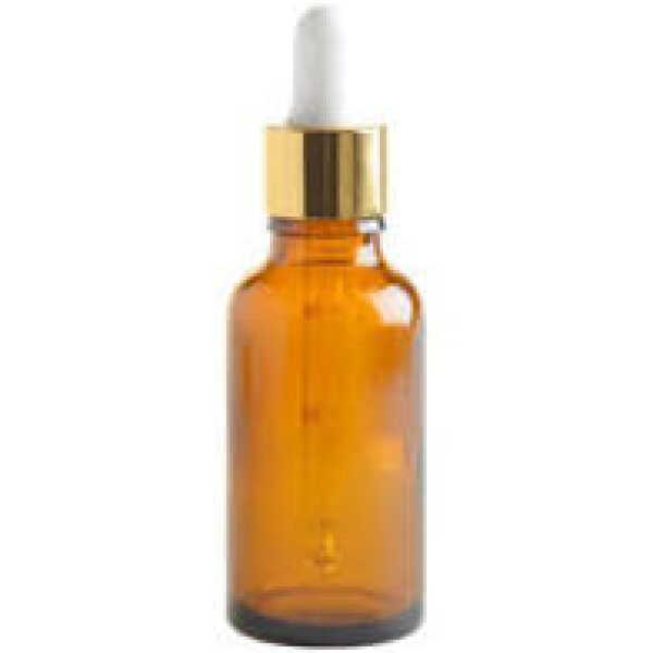 Dropper Bottle, Amber , Gold Pipette Lid