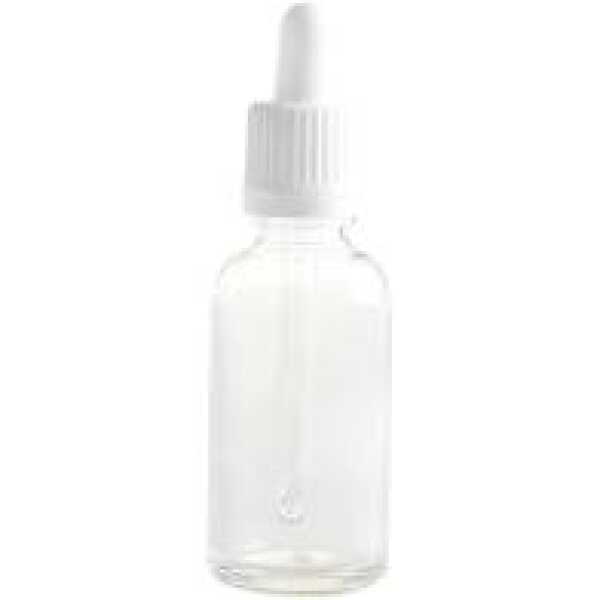 Dropper Bottle Clear, White Pipette Lid